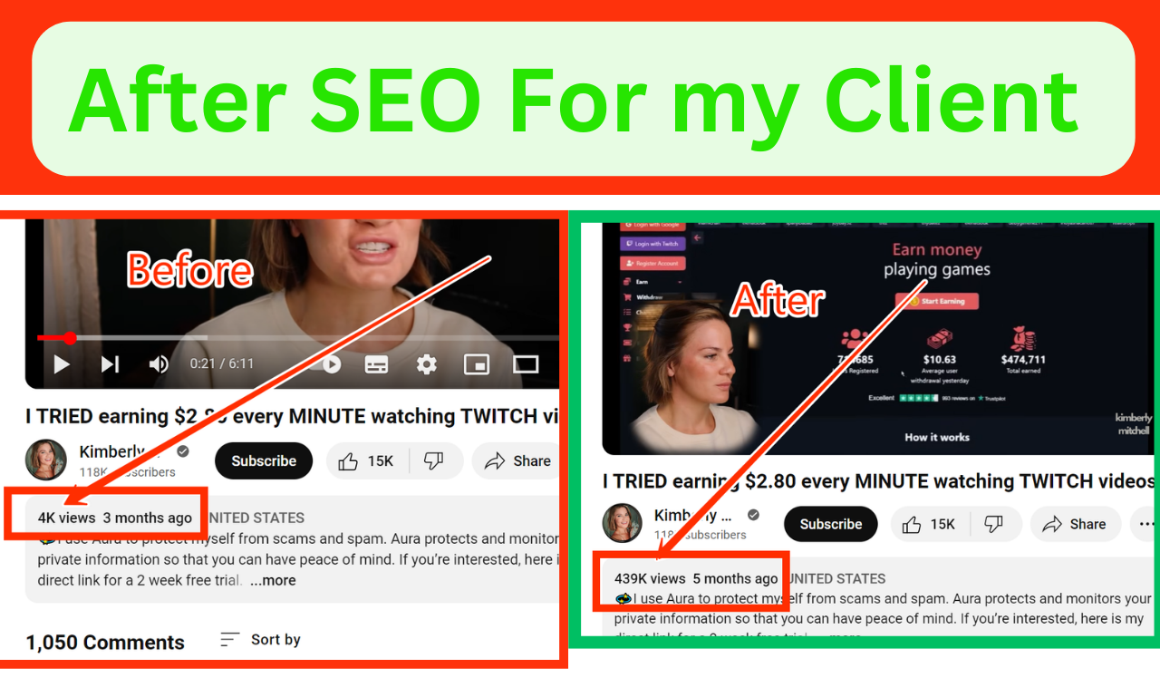 after and before youtube seo